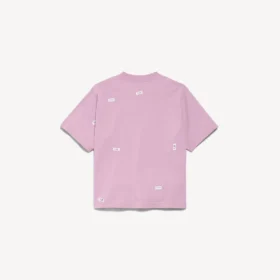 T-shirt feminina com corte médio e design «520 stickers» em rosa antigo/branco