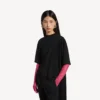 T-shirt feminina com estampa de comboio em preto