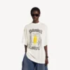 T-shirt feminina «Salon de Couture» com corte ajustado, na cor creme