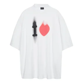 T-shirt «I Love» de corte largo «Branco» 744439TOVH39081
