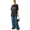 T-shirt «I Love» de corte largo «Preto» 744439TOVH39034