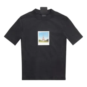T-shirt justa de corte pequeno «Paris By Day» «Black Faded» 745019TOVC71055
