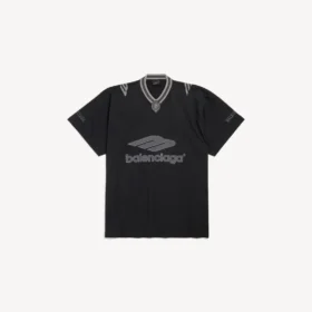 T-shirt masculina 3b de futebol com decote em V, oversized, em preto/antracite