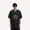 T-shirt masculina 3b de futebol com decote em V, oversized, em preto/antracite