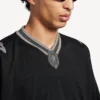 T-shirt masculina 3b de futebol com decote em V, oversized, em preto/antracite