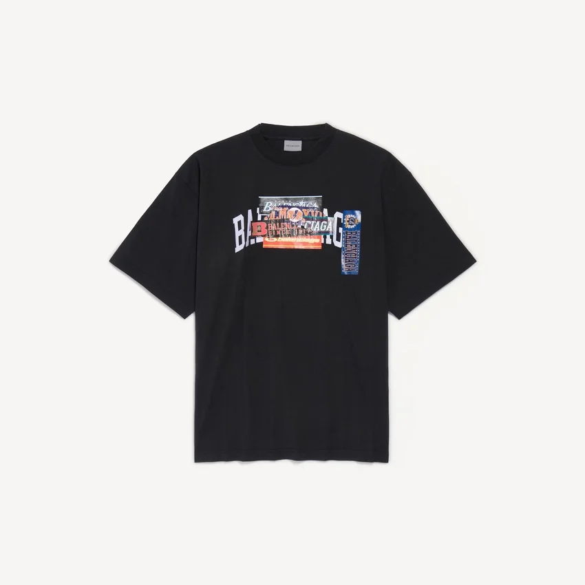 T-shirt masculina «Bumper Stickers» de corte médio, na cor preta T-shirt masculina «Bumper Stickers» de corte médio, na cor preta