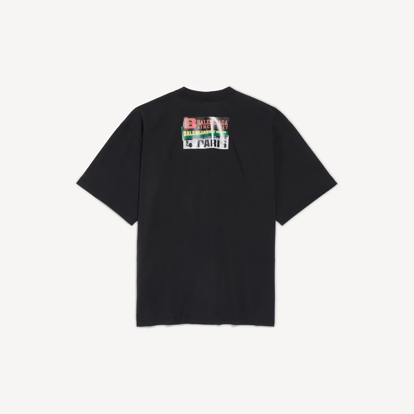 T-shirt masculina «Bumper Stickers» de corte médio, na cor preta T-shirt masculina «Bumper Stickers» de corte médio, na cor preta