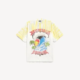 T-shirt masculina com estampado tie-dye extremo e corte médio, em branco T-shirt masculina com estampado tie-dye extremo e corte médio, em branco