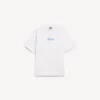 T-shirt masculina de corte médio com desenho esboçado, na cor branca