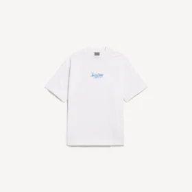 T-shirt masculina de corte médio com desenho esboçado, na cor branca