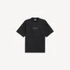 T-shirt masculina de corte médio com desenhos esboçados, em preto