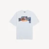 T-shirt masculina de corte médio com design «Bumper Stickers» em branco