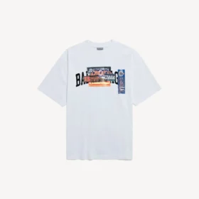 T-shirt masculina de corte médio com design «Bumper Stickers» em branco T-shirt masculina de corte médio com design «Bumper Stickers» em branco