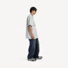 T-shirt masculina de futebol 3b com decote em V, oversized, em cinzento/branco