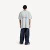 T-shirt masculina de futebol 3b com decote em V, oversized, em cinzento/branco
