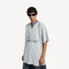 T-shirt masculina de futebol 3b com decote em V, oversized, em cinzento/branco