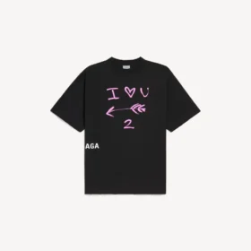 T-shirt masculina «i<3 u» de corte médio em preto T-shirt masculina «i<3 u» de corte médio em preto