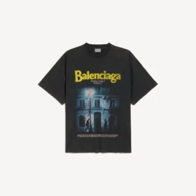 T-shirt masculina «The Address» de corte médio em preto desbotado T-shirt masculina «The Address» de corte médio em preto desbotado