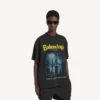 T-shirt masculina «The Address» de corte médio em preto desbotado