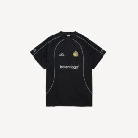 T-shirt oversized de futebol para homem em preto