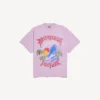 T-shirt oversized feminina com estilo surfista vintage em rosa antigo