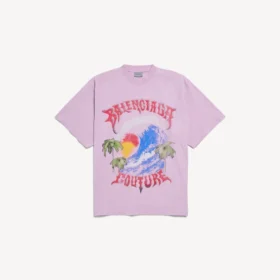 T-shirt oversized feminina com estilo surfista vintage em rosa antigo