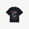 T-shirt oversized masculina com tema de surfista vintage em preto