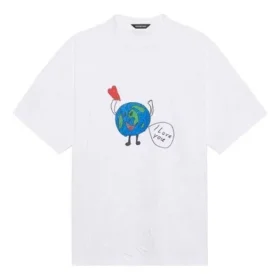 T-shirt unissexo branca de manga curta, corte largo, tecido retro de trama simples, coleção SS21 657059TKV949000