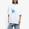 T-shirt unissexo branca de manga curta, corte largo, tecido retro de trama simples, coleção SS21 657059TKV949000