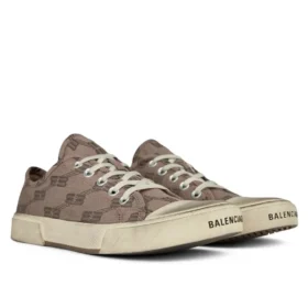 Ténis de cano baixo Paris «Algodão BB Monogram Castanho-claro e Borracha Branca» 688757W3RQ22298
