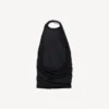 Top drapeado para mulher em preto