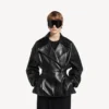 Trench curto com pregas para mulher, em preto