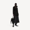 Trench curto feminino estilo casulo em preto