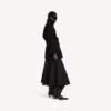 Trench curto feminino estilo casulo em preto