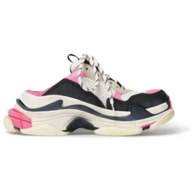 Triple S Mules «Branco, Rosa e Preto com Espuma Dupla e Malha» 755686W3SM15671