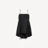 Vestido babydoll com alças para mulher, em preto