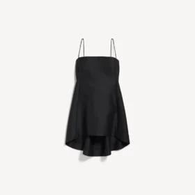 Vestido babydoll com alças para mulher, em preto