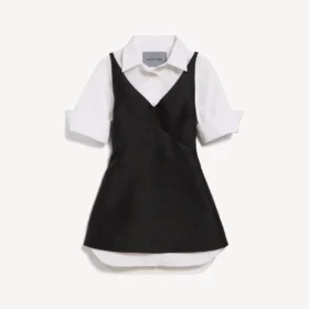 Vestido-camisa híbrido para mulher em preto