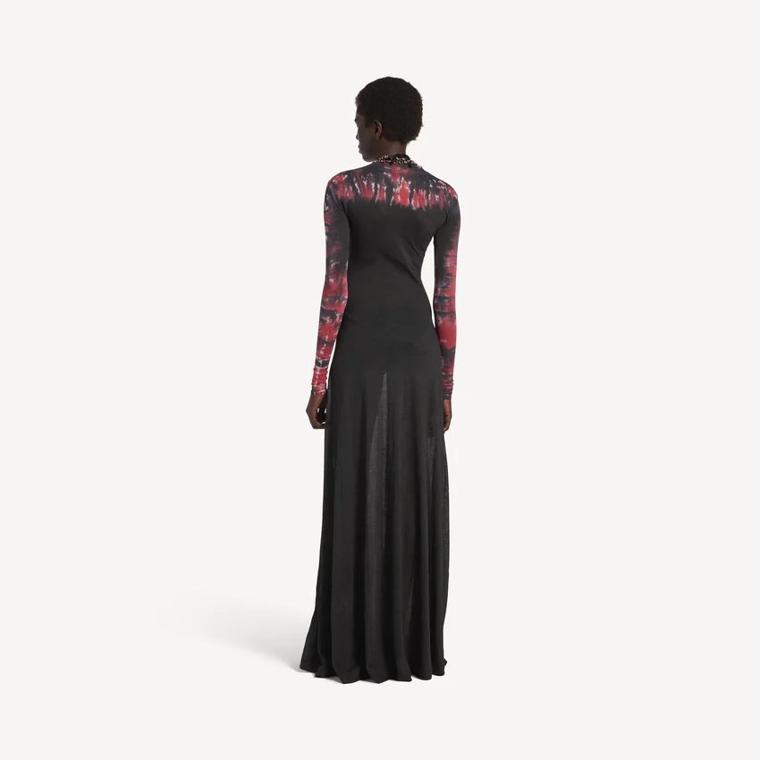 Vestido de manga comprida com efeito tie-dye extremo para mulher, em preto Vestido de manga comprida com efeito tie-dye extremo para mulher, em preto