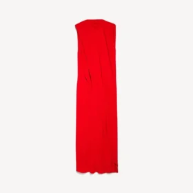 Vestido drapeado para mulher em vermelho pôr-do-sol