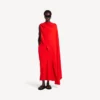 Vestido drapeado para mulher em vermelho pôr-do-sol