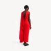 Vestido drapeado para mulher em vermelho pôr-do-sol