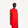 Vestido drapeado para mulher em vermelho pôr-do-sol