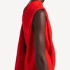 Vestido drapeado para mulher em vermelho pôr-do-sol