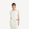 Vestido feminino com laço nas costas e drapeado em marfim