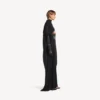 Vestido longo drapeado «The Door» para mulher, em preto