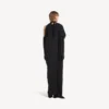 Vestido longo drapeado «The Door» para mulher, em preto