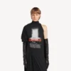 Vestido longo drapeado «The Door» para mulher, em preto