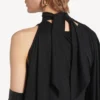Vestido longo drapeado «The Door» para mulher, em preto