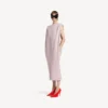 Vestido midi feminino estilo saco em rosa empoeirado